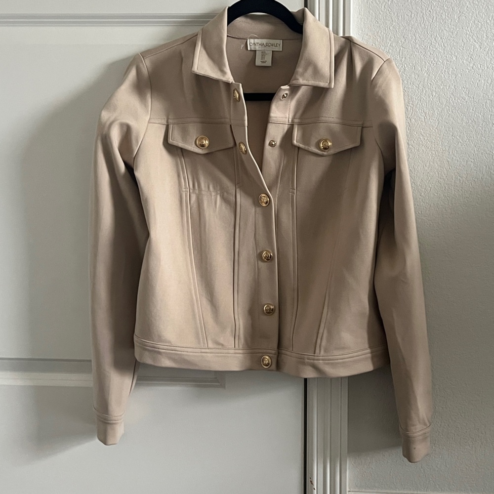 Cynthia Rowley Beige Utility Jacket with Gold Buttons